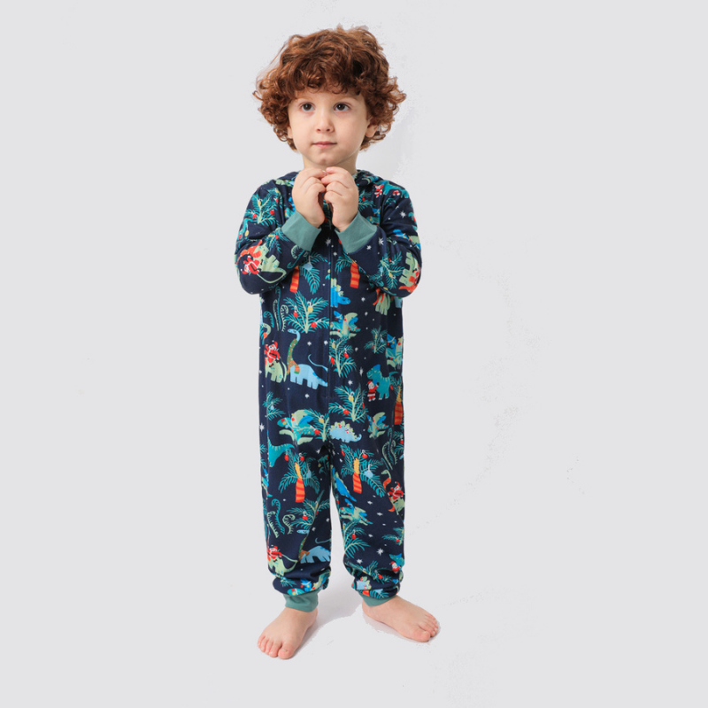 Blauwe Kerst Hooded Matching Familie Kerst Pyjama's Onesies