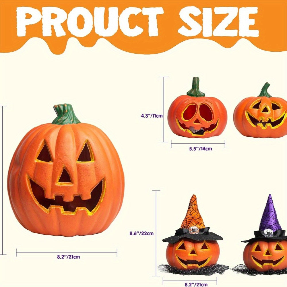 Glanzende Lichtgevende Halloween Jack O'Lantern Decoratie Set | Op Batterijen