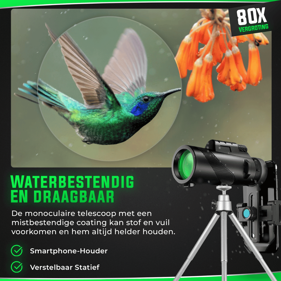 AstroView Hoogwaardige Monoculair | Compact en licht voor een heldere kijk op grote afstanden