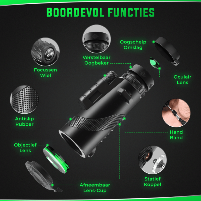 AstroView Hoogwaardige Monoculair | Compact en licht voor een heldere kijk op grote afstanden