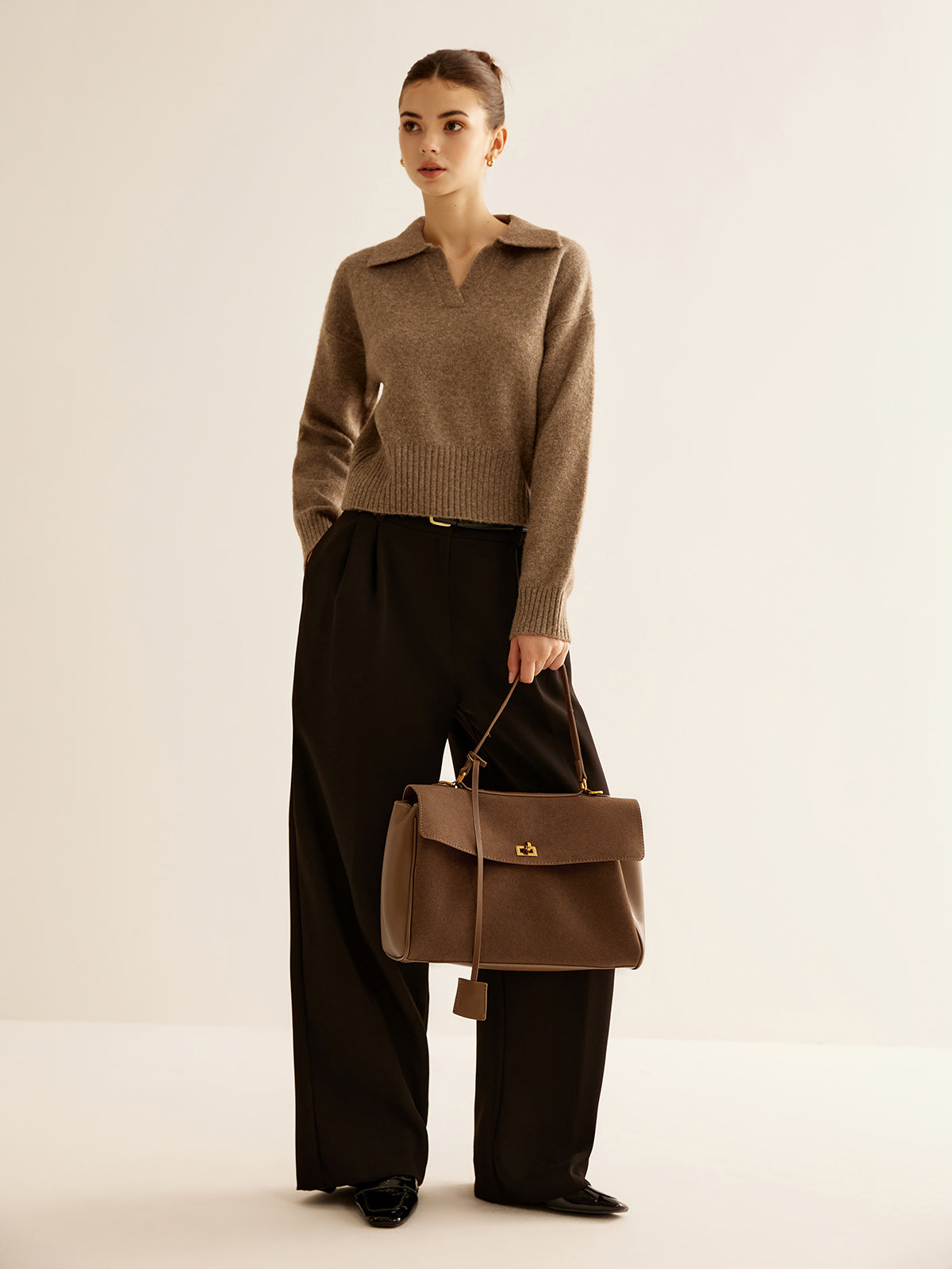 Dames Schoudertas Zwart Groot Polyurethaan