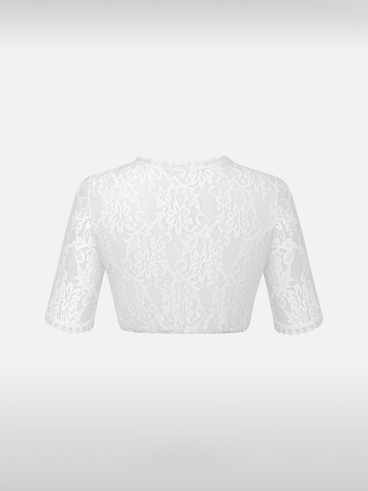 Witte Halve Mouw Dirndlblouse met Uitsnijding
