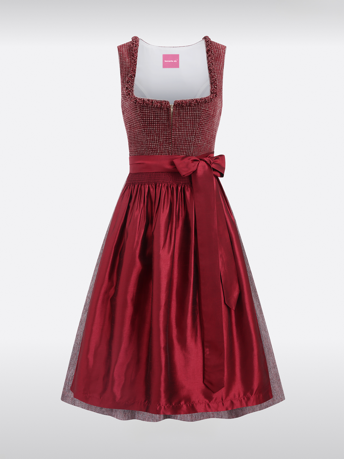 Dirndl in Rood met Rechte Halslijn