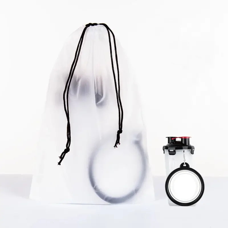 Trinkfles PawSip 2-in-1 | Voor Honden | Met Snackvak & Terugloopfunctie | BPA-vrij & Lekvrij