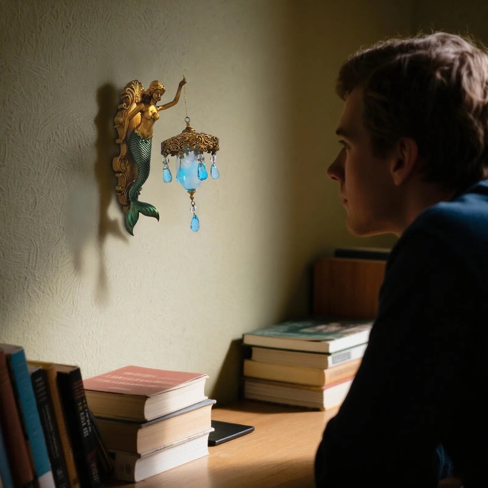 Elegante Barok Zeemeermin Wandlamp – Kunstzinnige Maritieme Wandlamp voor Sfeervolle Ruimtes