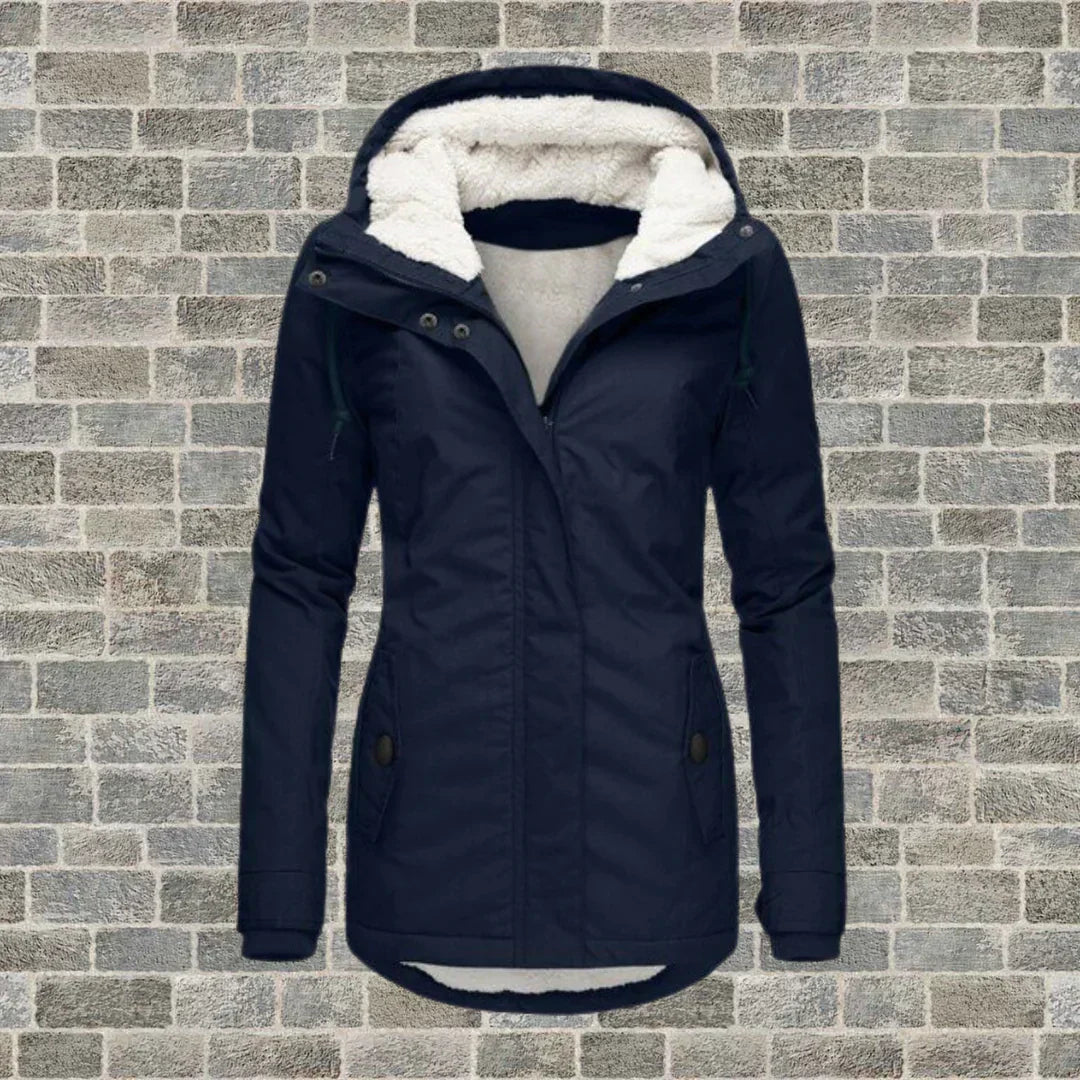 Elegante Dames Winterjas – Comfortabele Middellange Jas met Praktische Zakjes