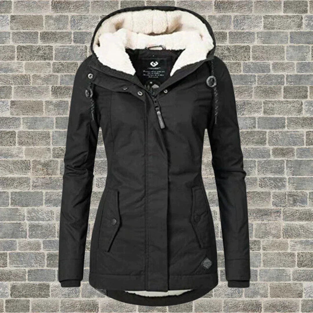 Elegante Dames Winterjas – Comfortabele Middellange Jas met Praktische Zakjes
