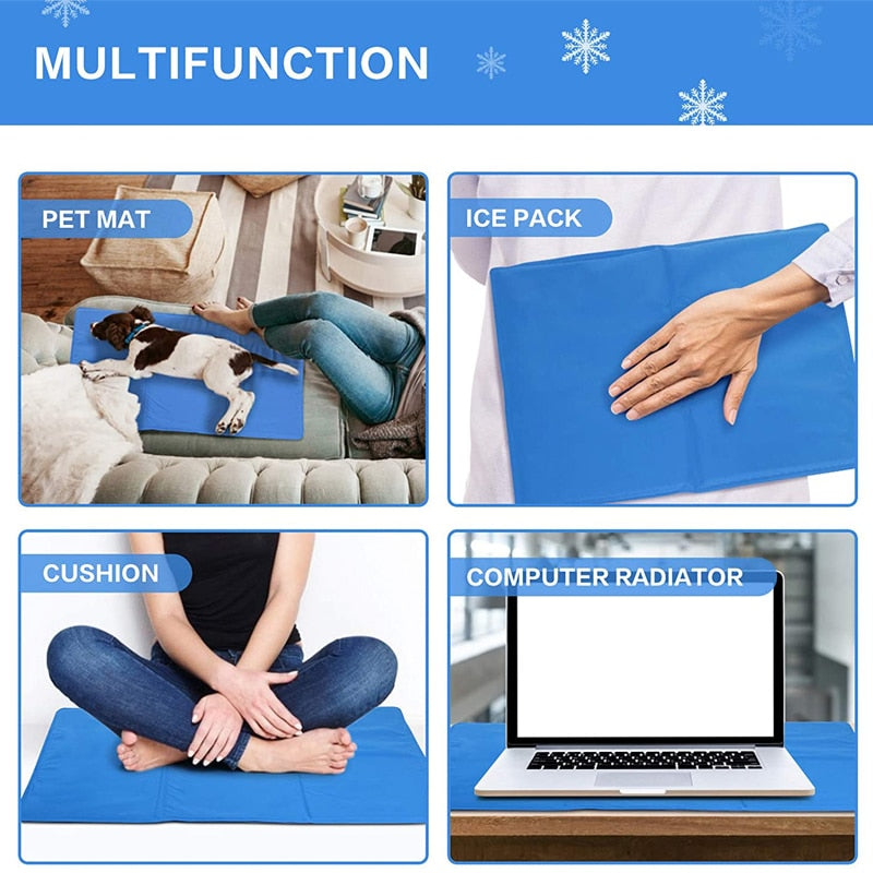 FrescuraPet Koelmat voor Honden & Katten | Zelfkoelend & Gewrichtsbesparend | Opvouwbaar & Draagbaar | 5 Maten | Blauw