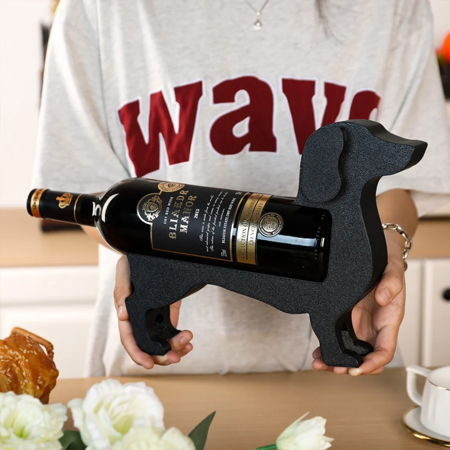 Wijnfleshouder Teckel CorkHound | Origineel Design | Stevig & Decoratief | Voor 375β500 ml