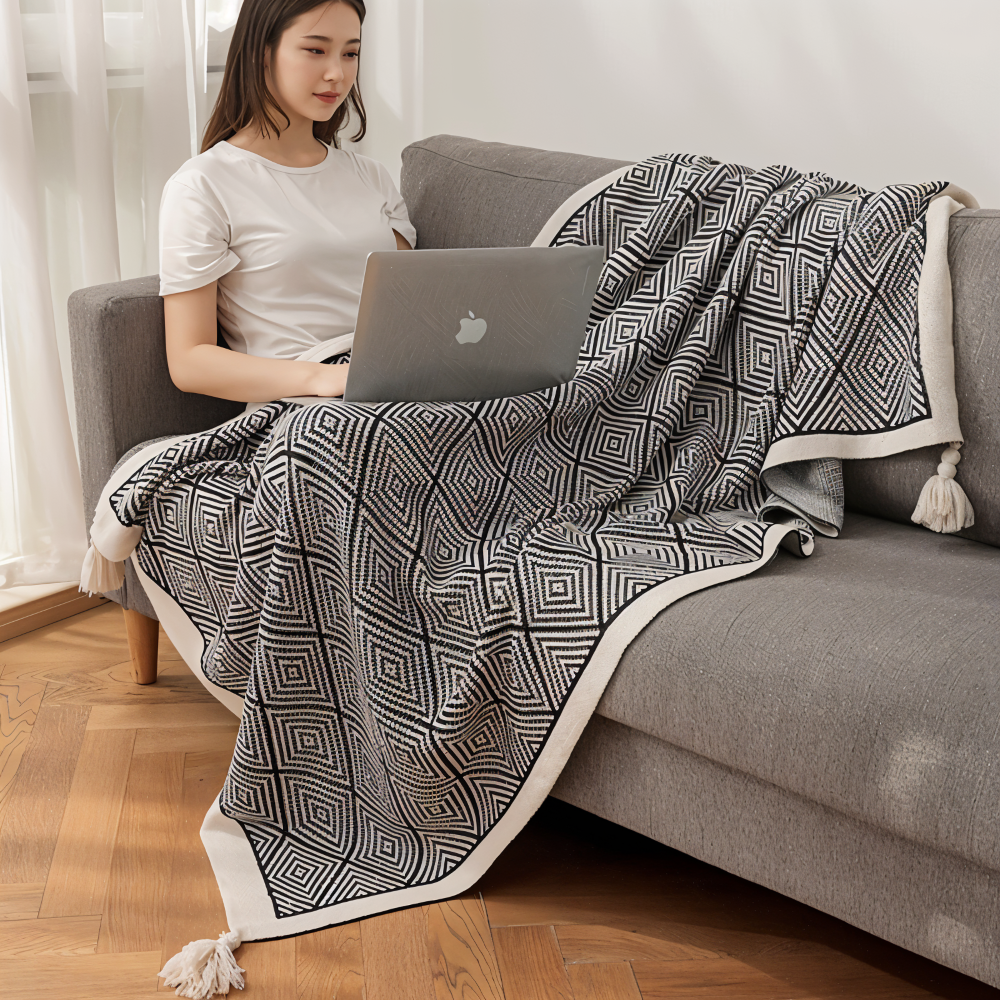 GeoComfort Fleece-Dekens – Zacht, licht polyester met moderne print