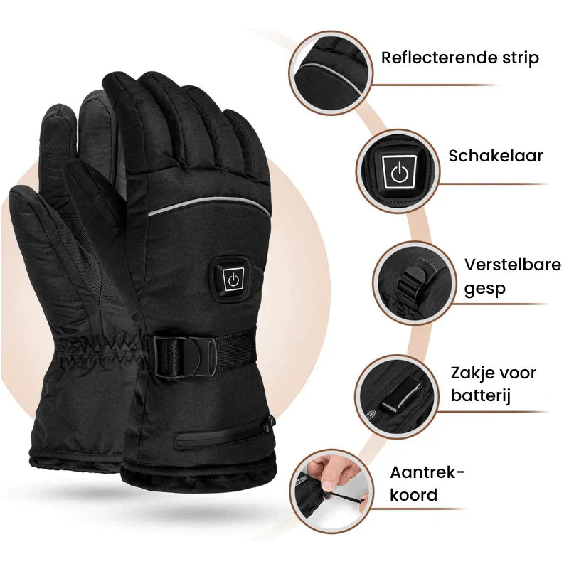 ThermoGrip Verwarmde Handschoenen – Waterdichte Unisex-handschoenen met 3 verwarmingsniveaus en touchscreenfunctie