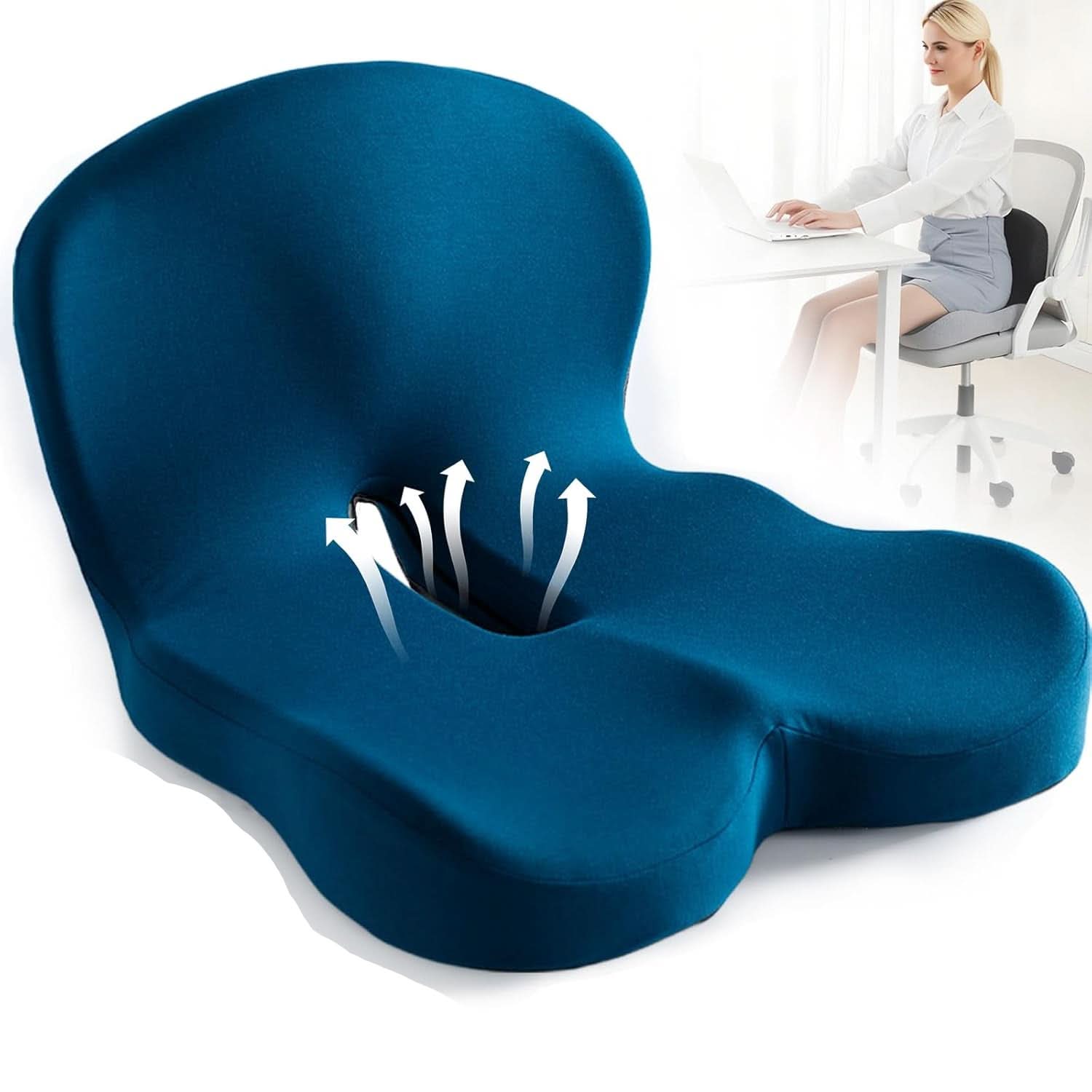 ErgoComfort Zitkussen – Ergonomisch Geheugenschuimkussen voor Rugsteun en Comfort