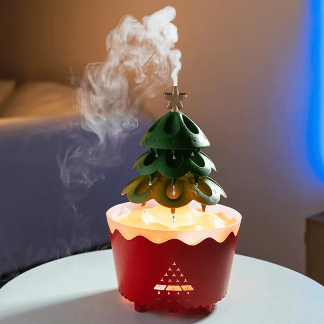 AromaBoom Kerstdiffuser – Ultrasone Luchtbevochtiger met LED en USB