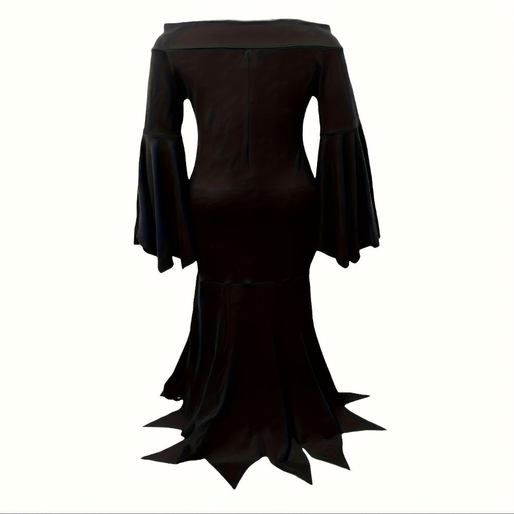 Halloween Kostuum Gothic Zwarte Lange Mouwen Jurk