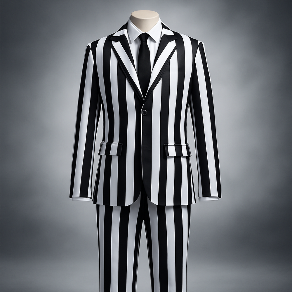 Halloween Kostuums Zwart Witte Gestreepte Polyester Pak