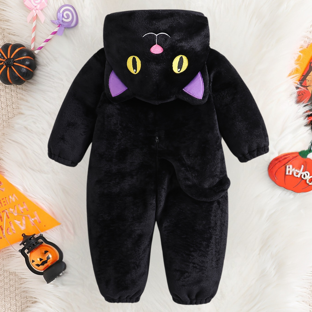 Halloween Kinderen Kat Kostuum Met Kap Romper Outfit