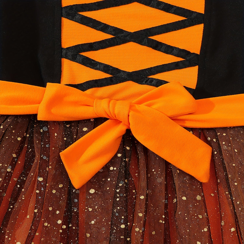 Halloween Heks Kostuum Kinderen Mesh Feestjurk