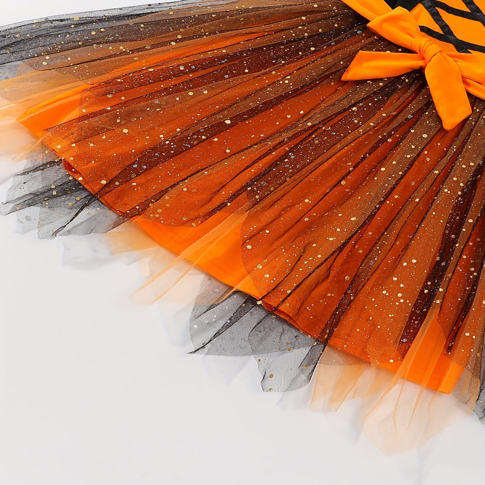 Halloween Heks Kostuum Kinderen Mesh Feestjurk