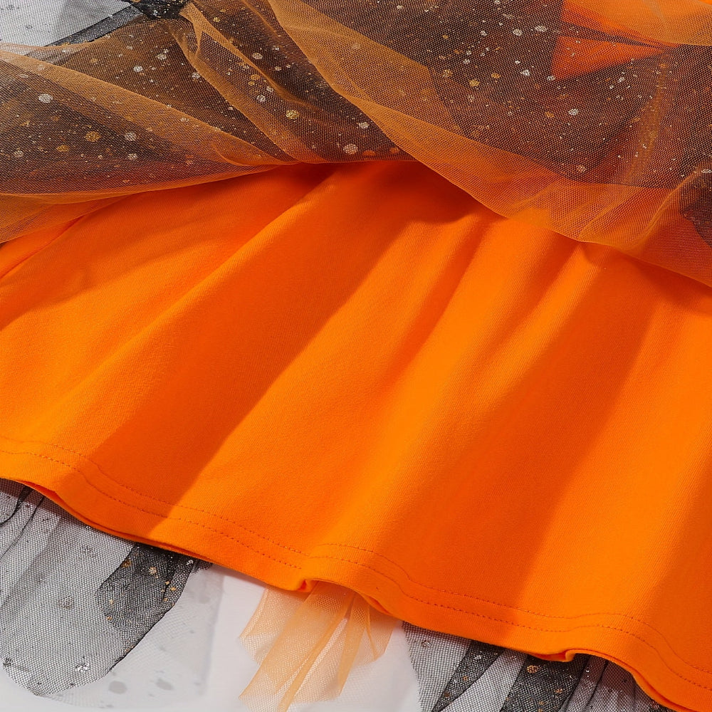 Halloween Heks Kostuum Kinderen Mesh Feestjurk