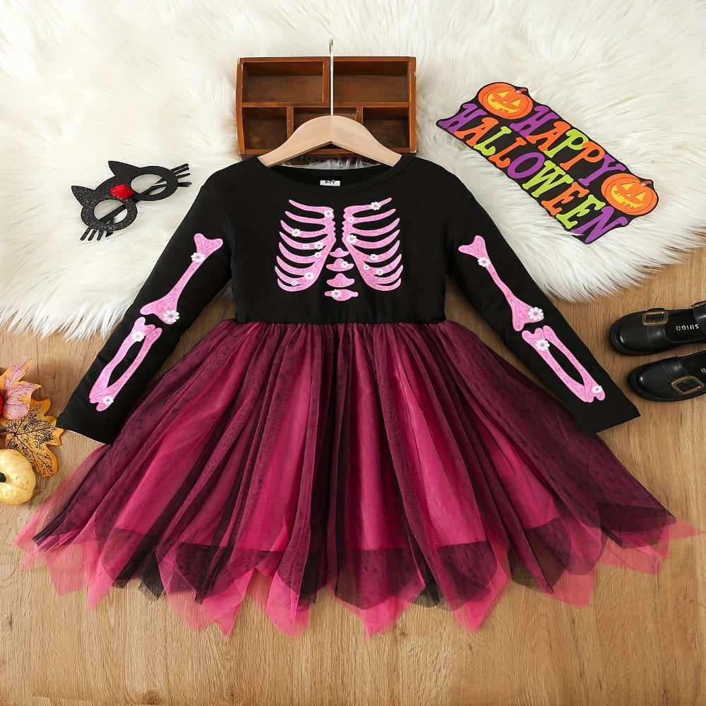 Halloween Heks Kostuum Kinderen Skelet Tulle Jurk