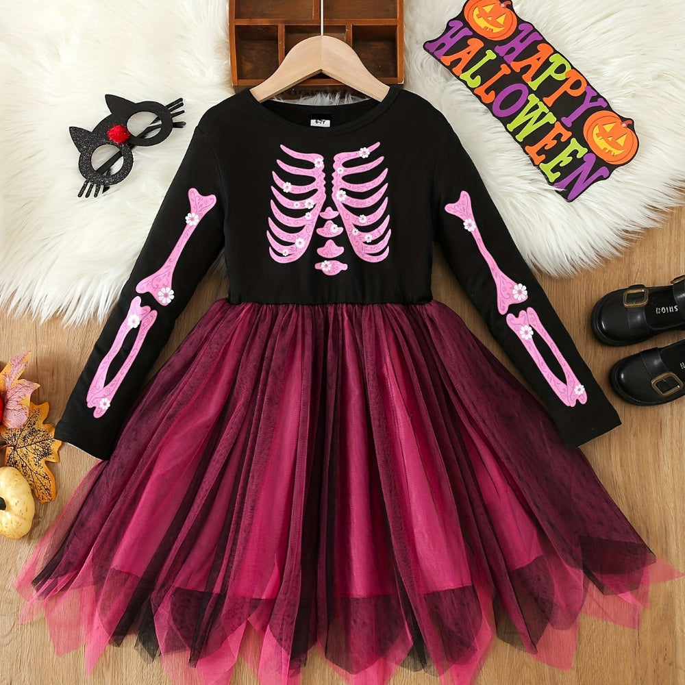 Halloween Heks Kostuum Kinderen Skelet Tulle Jurk