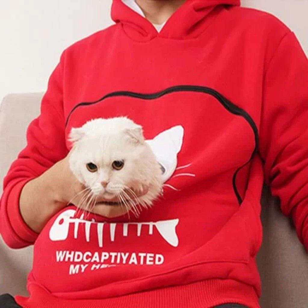 Hug Pouch Sweater voor Dierenliefhebbers – Gezellig Katoenen Ontwerp met Verwijderbare Voering en Kangoeroezak