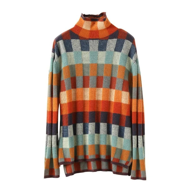 CashLoom Kasjmiertrui – Patchwork Damestrui met Col en Duurzaam Ontwerp