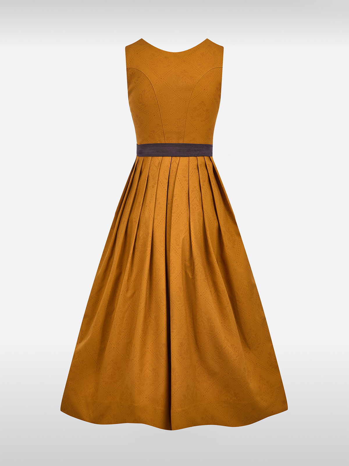 Geel Rechte Halslijn Allover Patroon Dirndl