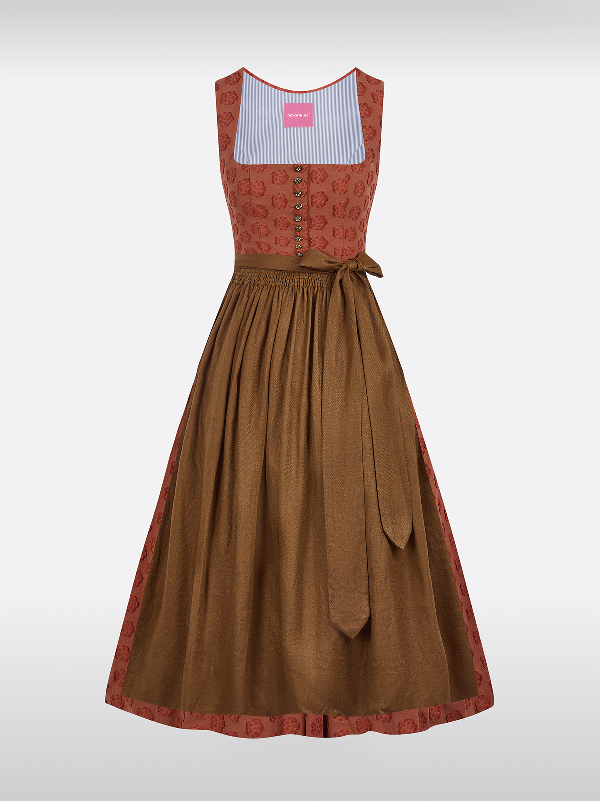 Geel Rechte Halslijn Bloemig Patroon Dirndl