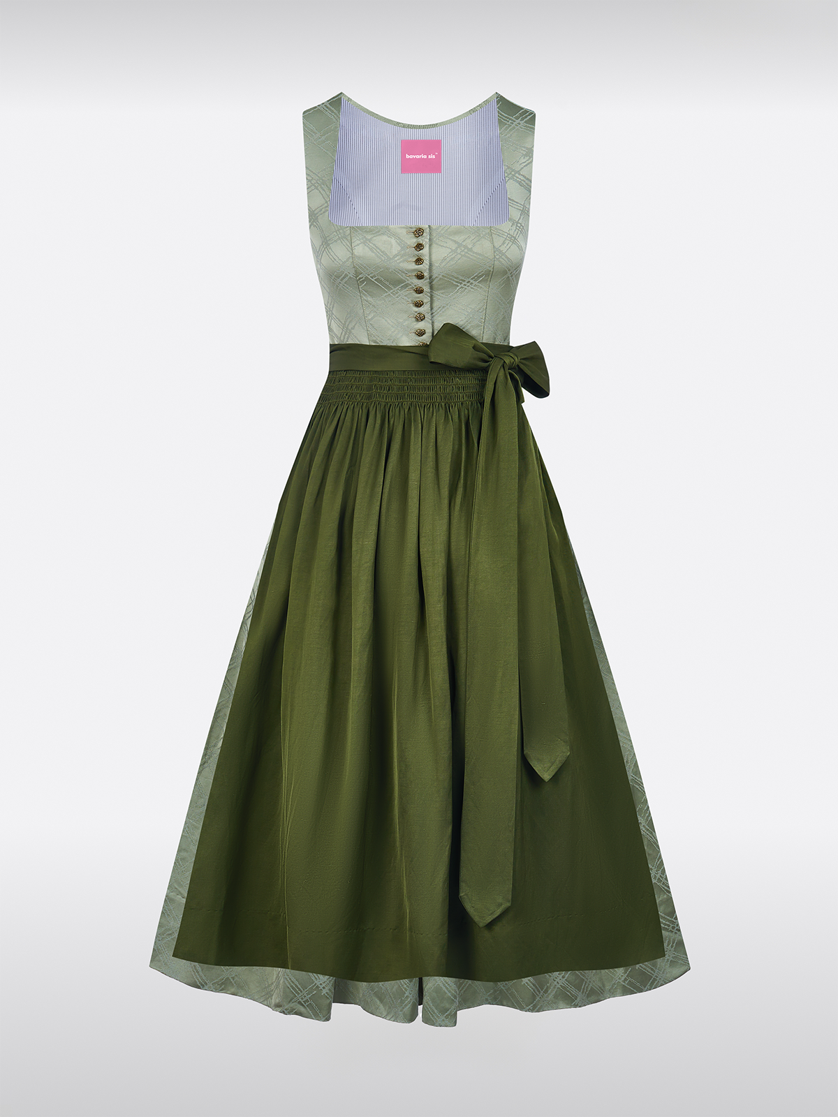 Groene Rechte Halslijn Gestructureerde Dirndl