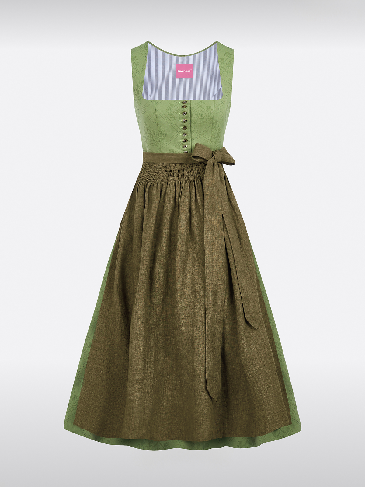 Groen Rechte Uitsnede Allover Patroon Dirndl