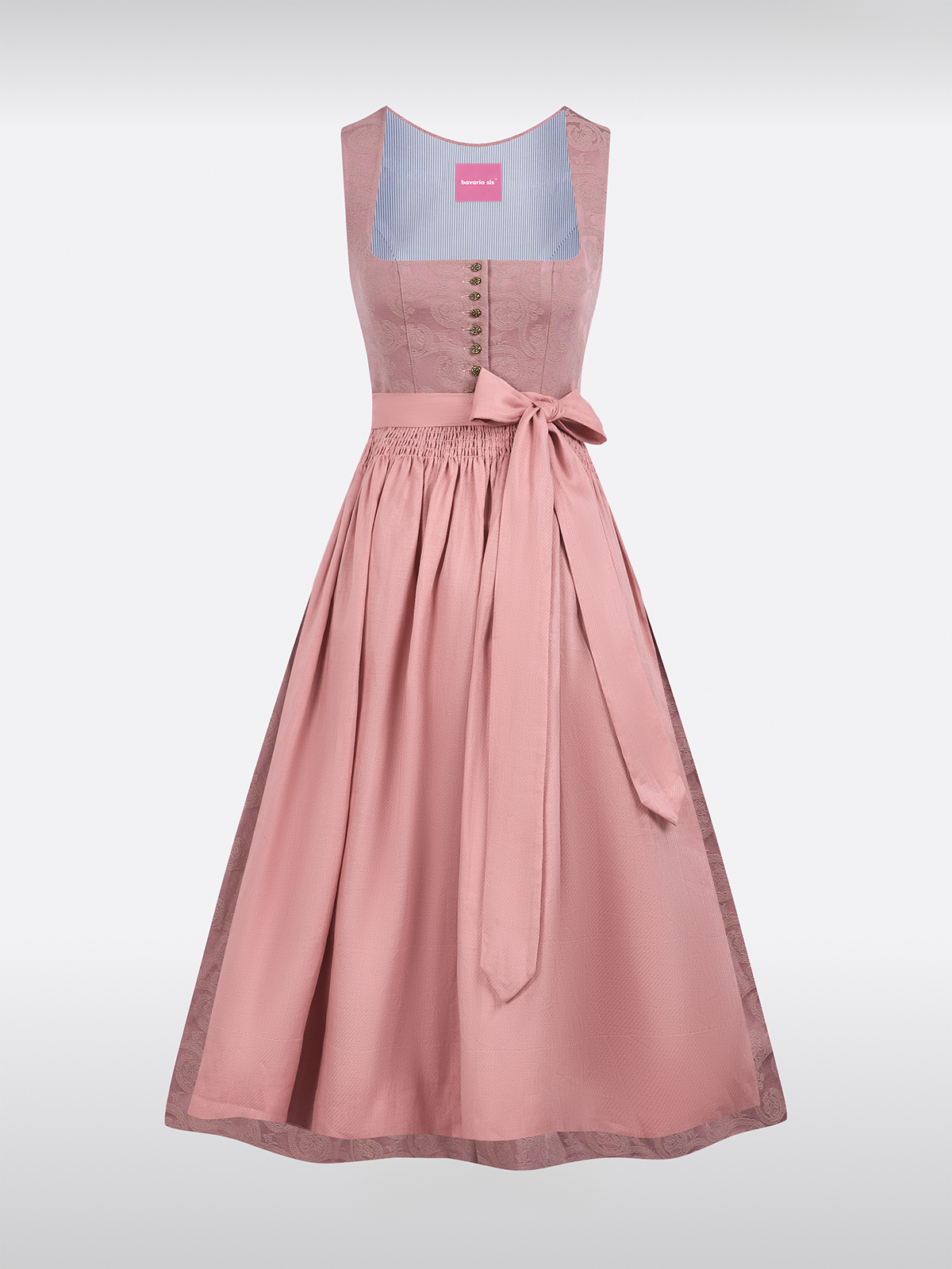 Rosa Rechte Halslijn Met Bloemenpatroon Dirndl