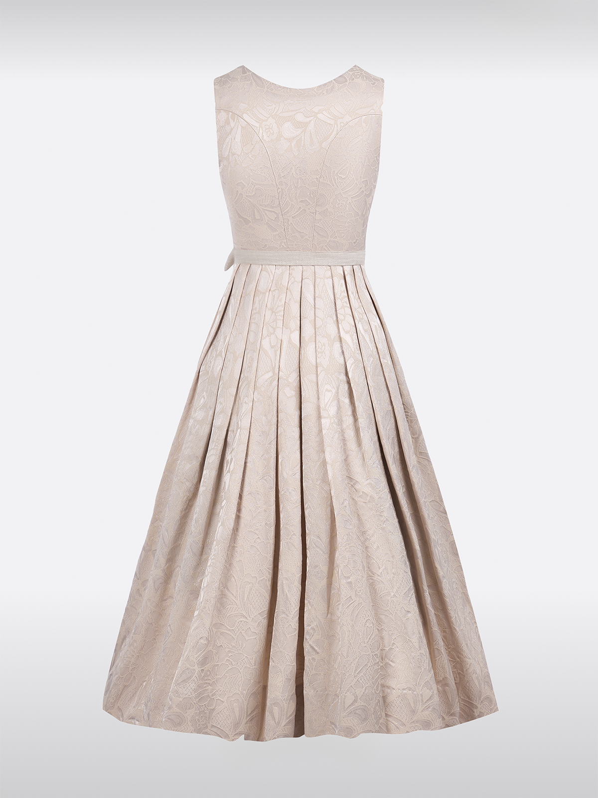 Beige Rechte Halslijn Met Bloemenpatroon Dirndl