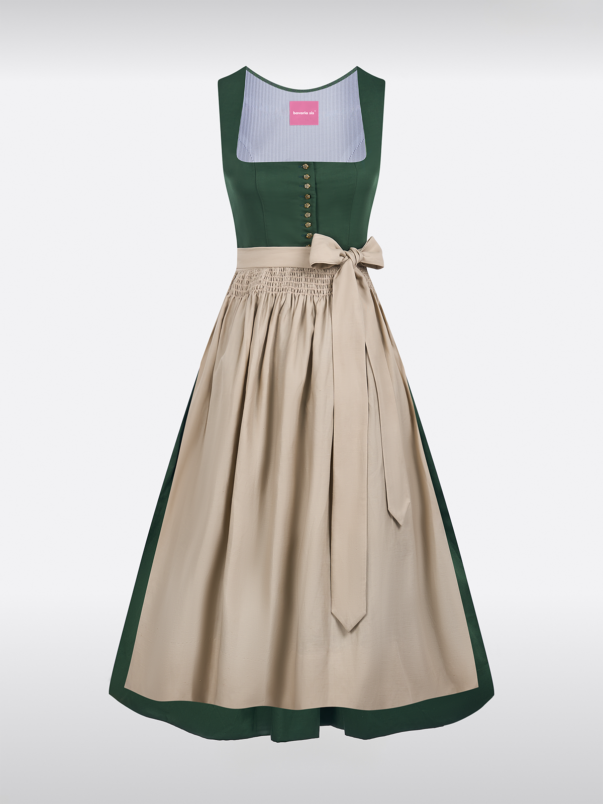 Groen Rechte Halslijn Effen Dirndl