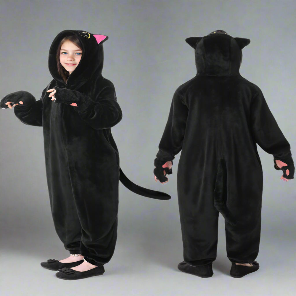 Halloween Kinderen Kat Kostuum Onesie Cosplay Outfit