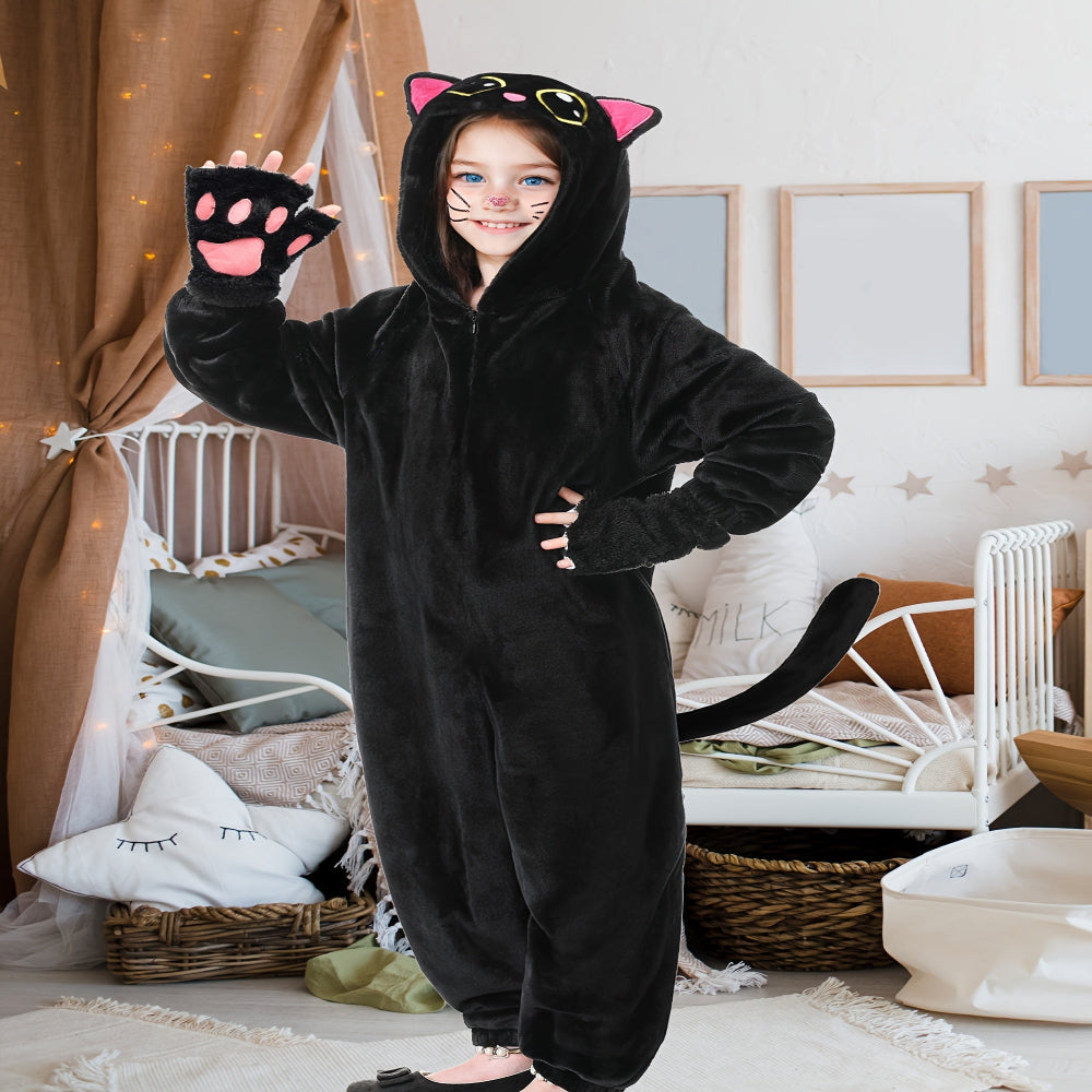 Halloween Kinderen Kat Kostuum Onesie Cosplay Outfit