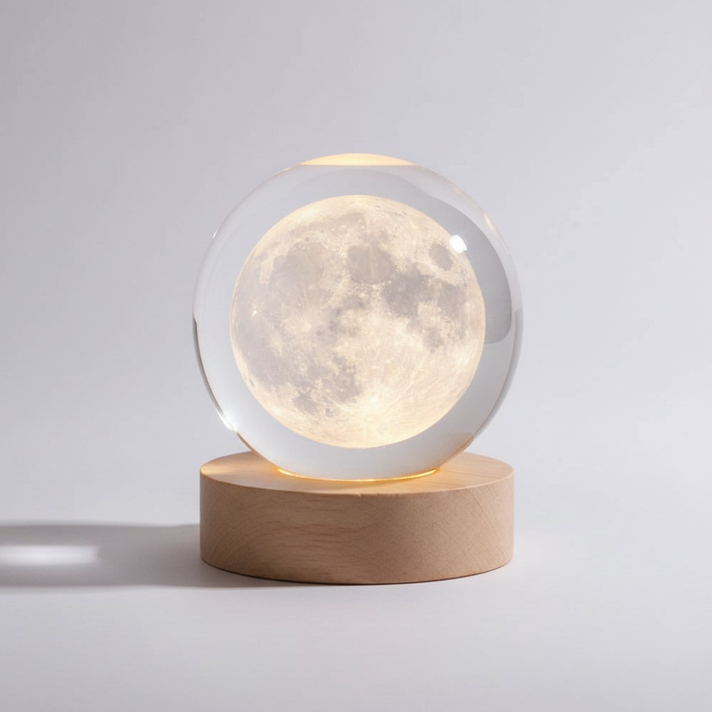 AstroGlobe 3D Lamp – Bolvormige Houten Tafel lamp met Warm-LED Licht en Planetenontwerp