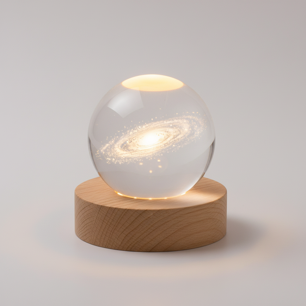 AstroGlobe 3D Lamp – Bolvormige Houten Tafel lamp met Warm-LED Licht en Planetenontwerp