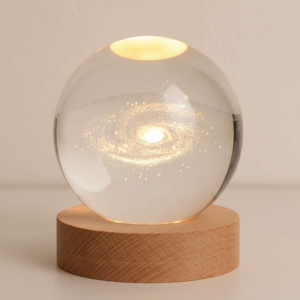 AstroGlobe 3D Lamp – Bolvormige Houten Tafel lamp met Warm-LED Licht en Planetenontwerp
