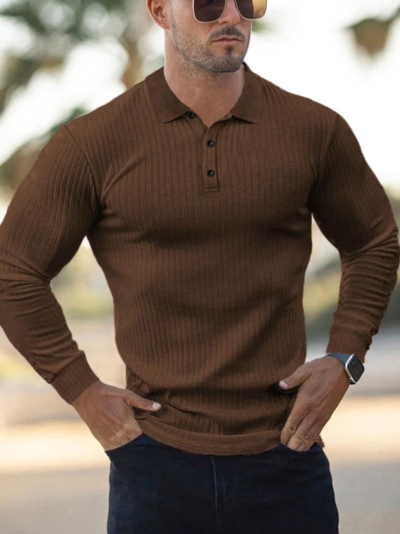 Herenpolo FlexRib – Slim Fit Polo met lange mouwen en stretchcomfort