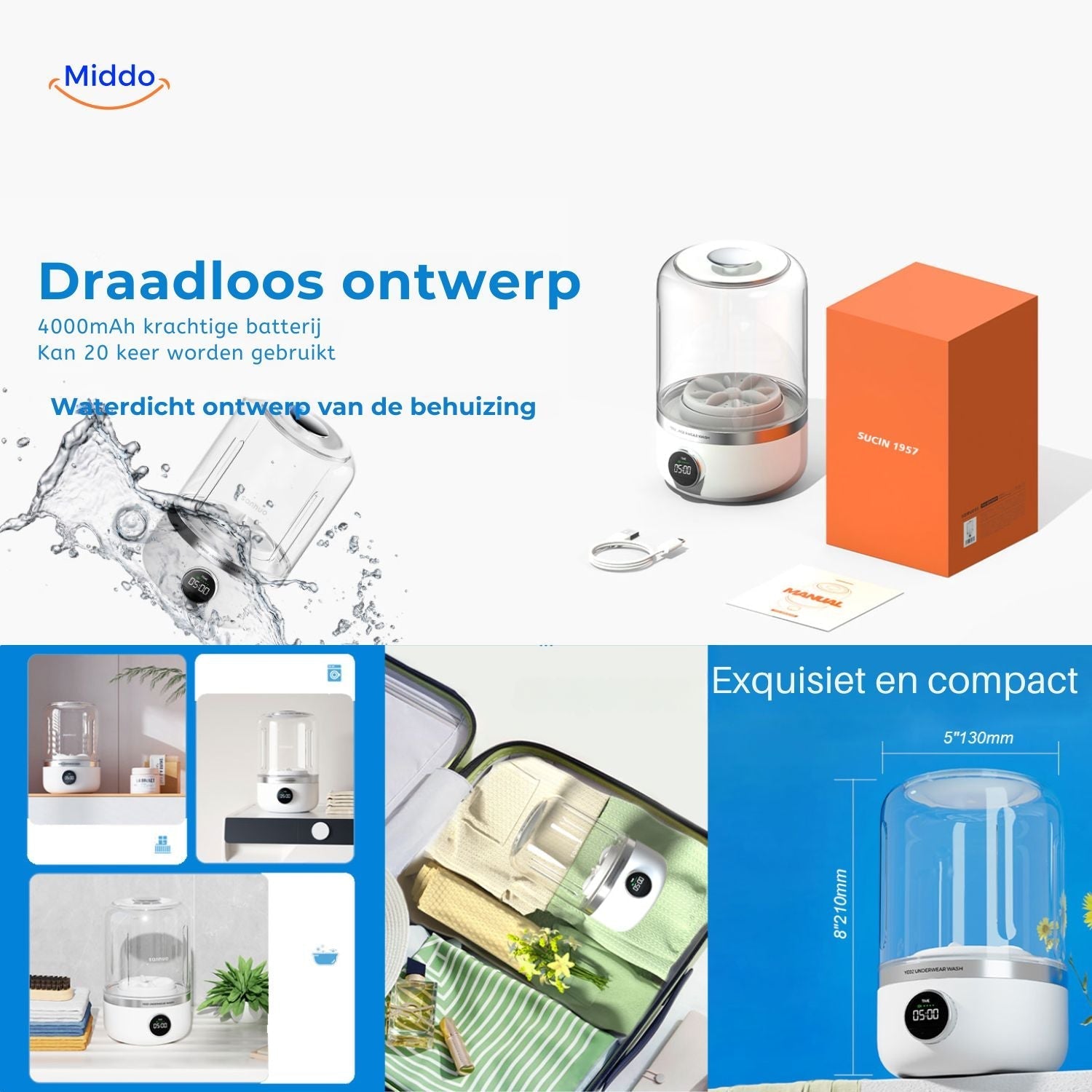 TravelClean Mini-Wash | Compacte, draadloze oplossing voor onderweg!