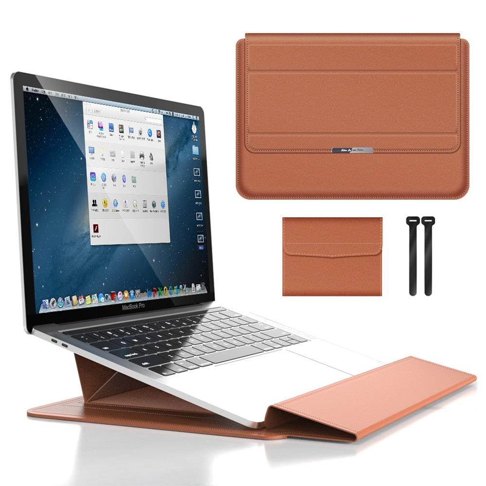 3-in-1 Waterdichte Laptop Sleeve met Schokbestendig Ontwerp en Accessoire Opslag - Elegante MacBook Hoes voor Reizen en Kantoor