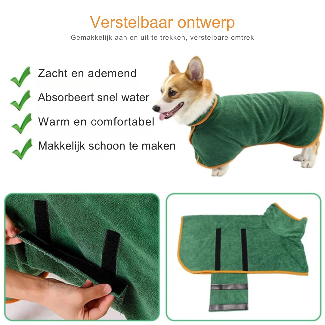 Hond Handdoek Robe voor Honden – Sneldrogende Verstelbare Hondenkleed, Comfortabele en Stijlvolle Badjas voor Alle Maten