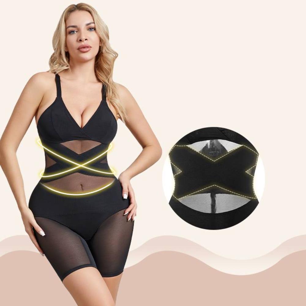 Premium Lichaamsvormer - Open Kruis Buikcontrole Bodysuit voor Vormgeving en Lift