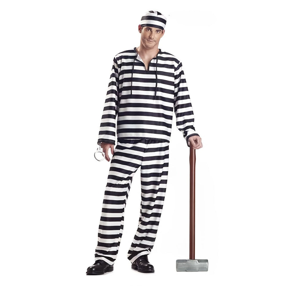 Grappige Koppels Halloween Kostuums Gevangene Zwart Witte Strepen