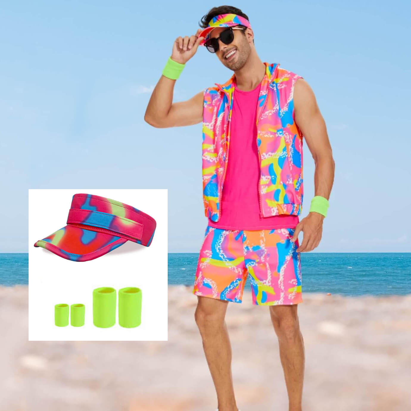 Retro 80s 90s Stellen Halloween Kostuum | Bodysuit Shorts Set