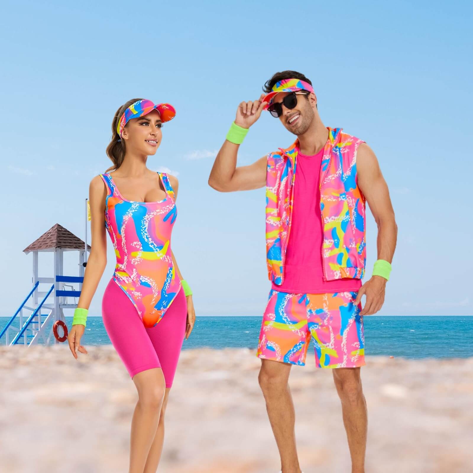 Retro 80s 90s Stellen Halloween Kostuum | Bodysuit Shorts Set