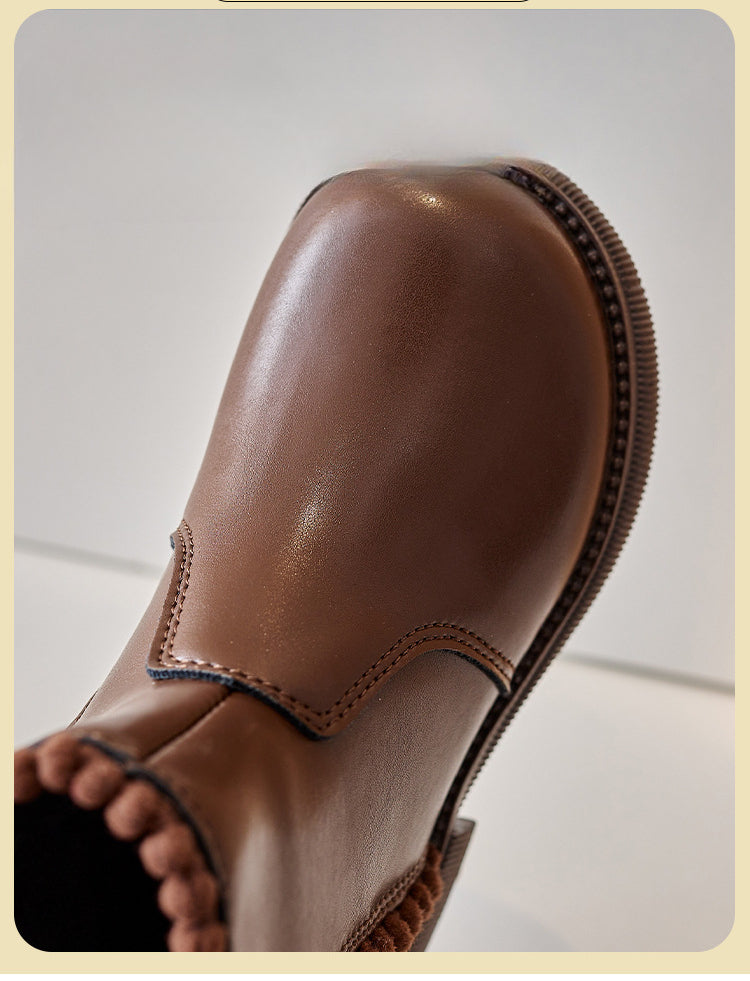 LeerLief Meisjes Enkellaars – Comfortabele PU-lederen laarzen met antislipzool en zijrits