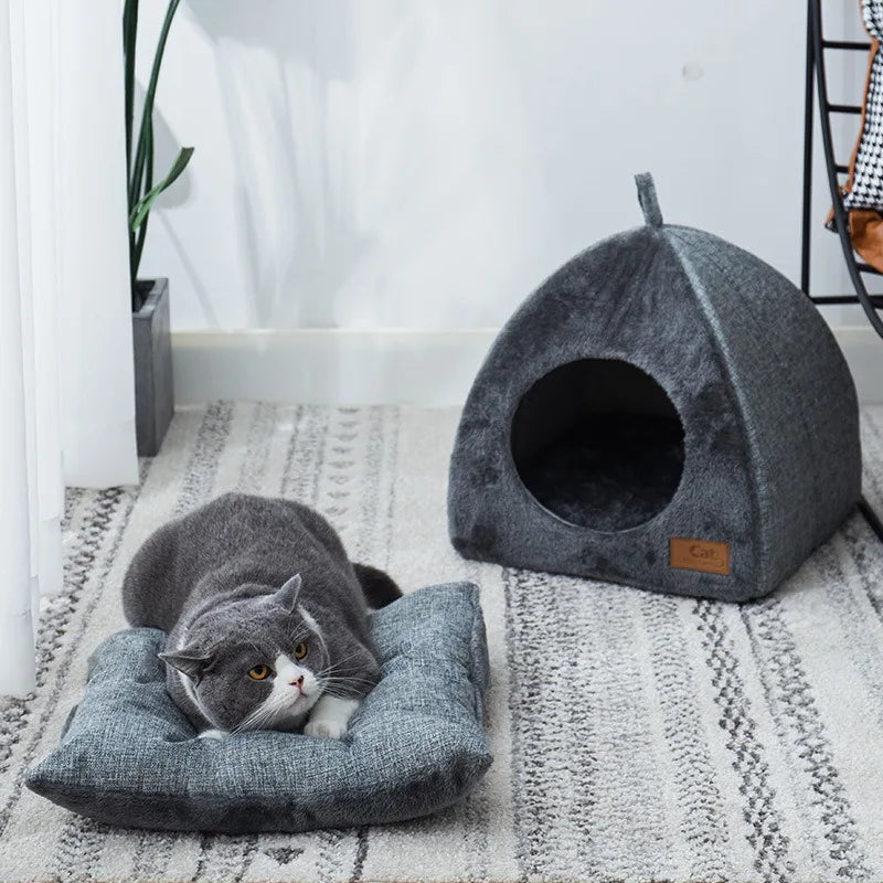 Triangelnest - Luxe Fluwelen Kattenhuis Binnen voor Ultiem Comfort