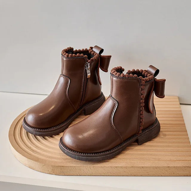 LeerLief Meisjes Enkellaars – Comfortabele PU-lederen laarzen met antislipzool en zijrits